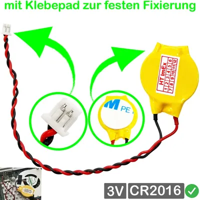 Produktbild von 90mAh CR2016 steckerkabel CMOS Batterie 4 x 3 mm für Toshiba Notebook Laptop PC