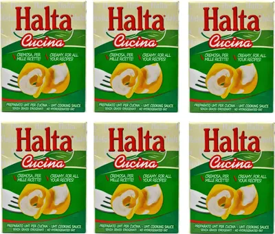 Produktbild von 6x Halta Cucina Preparato Alimentare UHT per Cucina Cremige Zubereitung UHT für die Küche Ideal für Pasta, Saucen, Pizza Kochsahne Sahne 200ml
