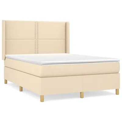 Produktbild von Boxspringbett mit Matratze Creme 140x190 cm Stoff