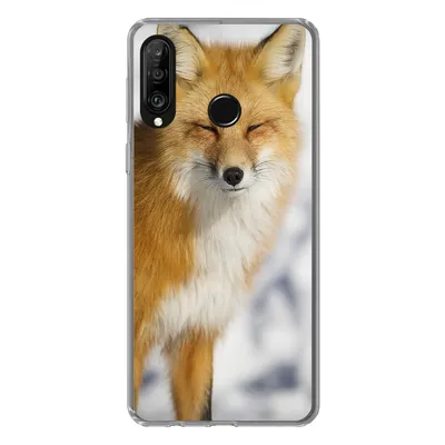 Produktbild von MuchoWow® Handyhülle Schutzhülle Hülle für Huawei P30 Lite Fuchs - Schnee - Rot Silikon Softcase Handy Hülle - Handyhülle