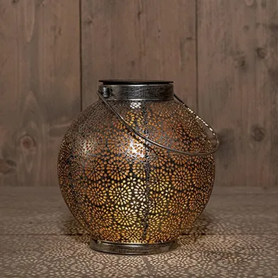 Produktbild von Solarlaterne - Flammeneffekt - antik - silber - Metall - 18 x 19 cm