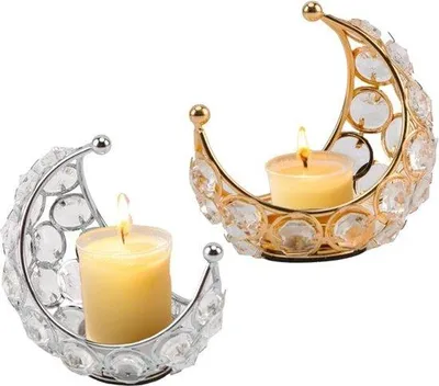 Produktbild von 2er Metall Kristall Kerzenhalter Gold Silber