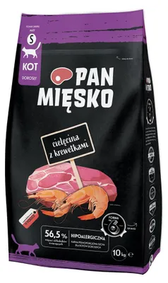 Zdjęcie produktu dla PAN MIĘSKO Cielęcina z krewetkami S - sucha karma dla kota - 10kg