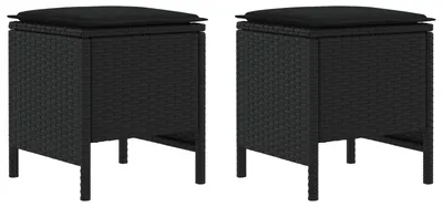 Immagine prodotto di vidaXL Poggiapiedi da giardino, 2 pezzi, nero, 38 x 38 x 45 cm, rattan PE