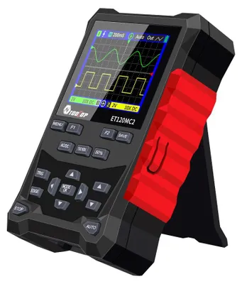 Image de Oscilloscope numérique portable - ET120MC2 PRO - Générateur de signaux - 120 MHz - 2 canaux - 2-en-1 - 500 MSa/s - Batterie incluse