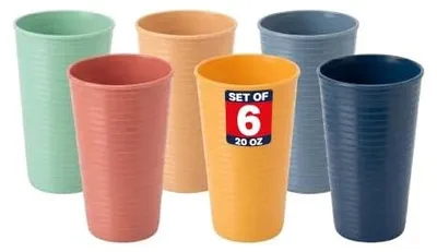 Zdjęcie produktu dla Kubki plastikowe wielorazowe 590ML kolorowe zestaw 6 sztuk dla dzieci