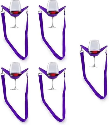Produktbild von 5 Stück Weinhalter für den Hals, Weinhalter Hals, Trinkhalter für den Hals, Halsglashalter für Picknicks, Feiern, Junggesellenabschiede, Hochzeiten
