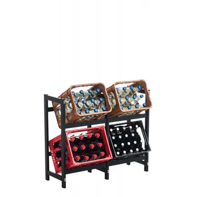 Produktbild von CLP Getränkekistenständer Stack aus Metall freistehend robust stabil schwarz Größe 75x91x31 cm