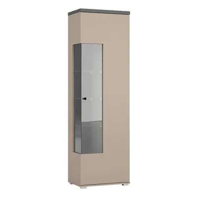 Produktbild von Masseno Vitrinenschrank SERENITA 180 x 55 cm Modern Wohnzimmer Vitrine mit Tür Beige / Beige