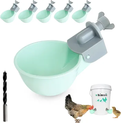 Imagen del producto de Bebederos automáticos para gallinas, sistema antiflechas, juego de 6 unidades, para aves de corral