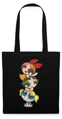 Produktbild von Spreadshirt Powerpuff Girls Mädchenturm Stoffbeutel, One size, Schwarz