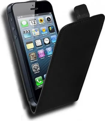 Produktbild von Cadorabo Hülle für Apple iPhone 5 / iPhone 5S / iPhone SE Schutzhülle in Schwarz Flip Handyhülle Case Cover Etui