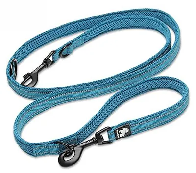 7-in-1 Hundeleine aus Nylon, reflektierend, 175 cm, Blau, L