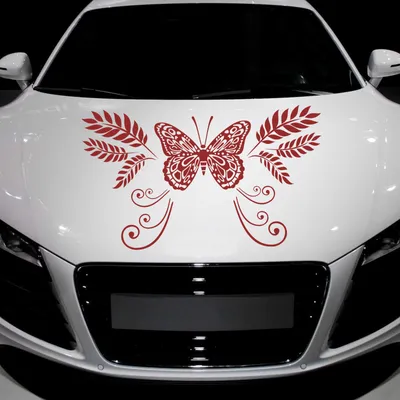 Produktbild von Aufkleber - Autoaufkleber "Butterfly Ranke" 90cm x 53cm dunkelrot - Tuning Carystyling Heckscheibe Auto