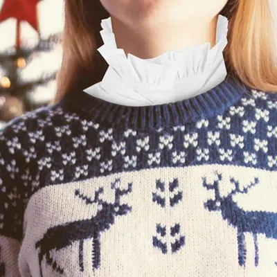 Produktbild von Abnehmbarer Rüschenkragen aus Baumwolle für Damen mit Schleife – Elegantes Accessoire für Herbst und Winter