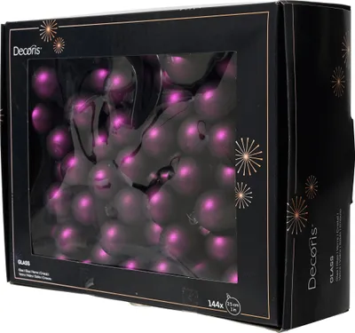 Weihnachtskugeln am Draht 2,5cm Glas 144 Stück - Feige matt