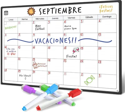 Imagen del producto de Calendario magnético para pizarra, en español, con vista mensual, 1 unidad, para la cocina