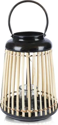 Obrázok produktu pre Bambusová lampa: kovový rám, sklenená vložka pre dom a záhradu