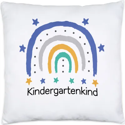 Produktbild von Kindergartenkind Kissen Inkl. Füllung Geschenk Kindergarten Start Kita Regenbogen Sterne Jungs