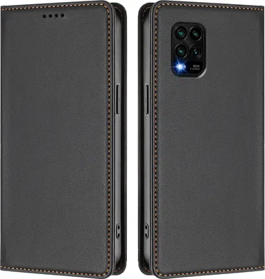 Obrázek produktu pro Kožené pouzdro pro Xiaomi Mi 10 Lite, magnetické flipové pouzdro zPolyuretankůže se stojánkem Černá