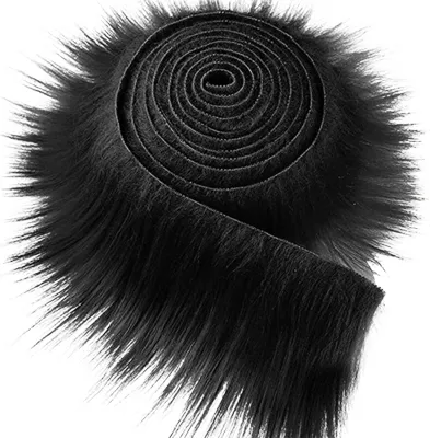 Produktbild von 1 Roll Plüschband Vintage Handgefertigtes DIY Verschiedene Festival -Zwerg -Puppen -Trimmstoff für Schal leicht zu schneiden-Schwarz