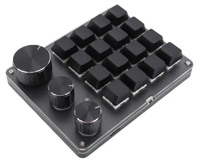 Obrázek produktu pro Malá mechanická herní klávesnice s 16 programovatelnými klávesami, kabelová, s makro panelem, pro kopírování, vkládání a práci s grafikou, černá