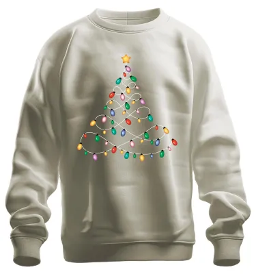 Produktbild von Lichterkette Tannenbaum - Weihnachten Weihnachtsgeschenk Sweatshirt Pullover, Natur, M