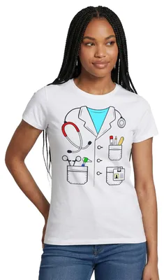 Produktbild von Spreadshirt Arzt Kostüm Karneval Fasching Frauen T-Shirt, S, Weiß
