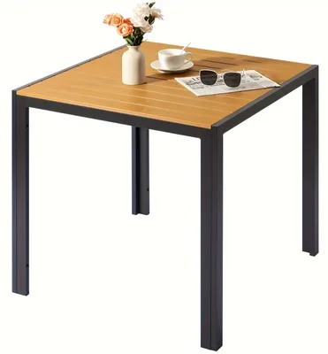 Immagine prodotto di Set da tavolo per esterni - Tavolo da balcone - Tavolo per terrazza - Tavolo per patio - Tavolo da giardino - Materiale composito resistente agli agenti atmosferici - Struttura in alluminio