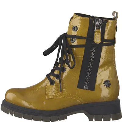 Produktbild von MARCO TOZZI Damen Stiefelette by GMK Lack schaftumspielende Schnürung 2-85200-29, Größe:37 EU, Farbe:Gelb