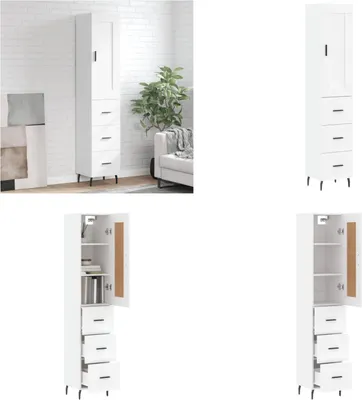 Immagine prodotto di vidaXL Credenza bianca 34,5x34x180 cm Materiale a base di legno - Credenza - Credenza - Madia - Armadio