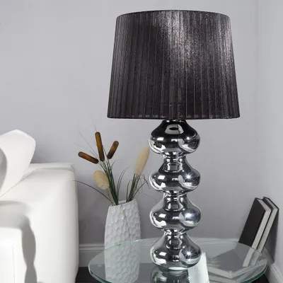Produktbild von cagü: Tischlampe DIVA Chrom & schwarzem Organza Schirm 60cm Höhe