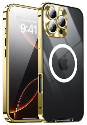 Produktbild von Für Apple iPhone 16 Pro Magnetische Magsafe Metall Design Schutz Cover Hülle Gold