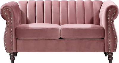 Produktbild von Chesterfield 2-Sitzer Sofa in Velours altrosa - TRUMBO