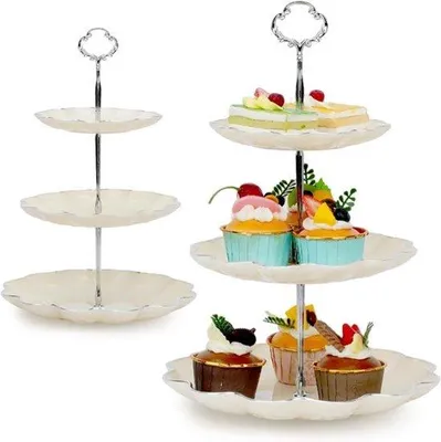 Image de Support en carton pour desserts, avec 2 plateaux à gâteaux en plastique