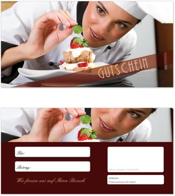 Produktbild von 50 Stück Geschenkgutscheine (Gastronomie-615) - Gutscheinkarten Gutscheine für Bereiche Gastronomie, Restaurant, Café, Reise, Touristik, Entspannung, Pátisserie, Eis