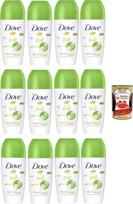 Produktbild von Dove, Deodorante Roll On Advanced Care, Gurke und grüner Tee, Anti -Degraining Deodorant, empfindliche Formel mit dreifacher Feuchtigkeitswirkung,48 Stunden, 12x 50 ml + Italian Gourmet polpa 400g