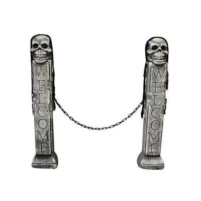 Immagine prodotto di Colonna d'ingresso per feste di Halloween con teschi 2 pezzi grigio-nero 75x15x10cm -