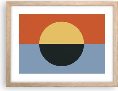 Produktbild von Gerahmtes Poster - Rahmen in heller Eiche - Abstraktion Halbkreis Kontrast - 40x30 cm - Wand Bild - Wanddeko - Wandbilder - Kunstposter - Wandposter - Bilderrahmen - Bilder - P2NAA40x30-4604