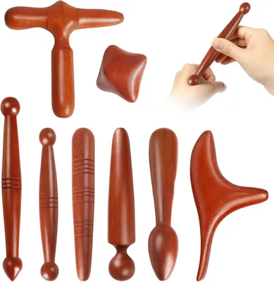 Produktbild von 8-teiliges Holz-Massage-Set von Triggerpoint – Kompakte Massage-Rollen für Füße, Nacken, Schultern und Rücken
