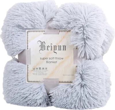 Produktbild von 80x120 cm weiche, flauschige zottelige, warme Bettsofa Bettbedeckungsblatt Wurfdecke-Grau