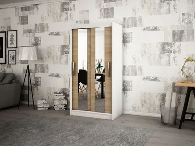 Obrázek produktu pro MINIO Šatní skříň 120 cm POLE Bílá matná / dub sonoma