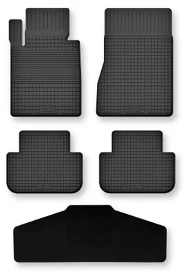 Produktbild von Gummi-Fußmatten + Tunnel für Mercedes S W222 2013-2020 (Limousine) – 5-tlg, Schwarz, Semi-Universal, angepasst – Wielganizator Semi-Universal