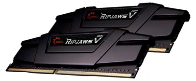 Produktbild von DIMM 64 GB DDR4-2666 (2x 32 GB) Dual-Kit (schwarz, F4-2666C19D-64GVK, Ripjaws V, INTEL XMP)