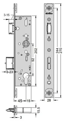Produktbild von Schüco Antipanik Riegel-Fallenschloss 241922 Fkt B