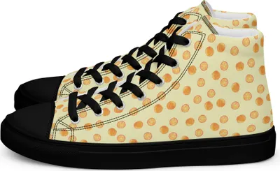 Produktbild von Mr. & Mrs. Panda Damen Sneaker Black Edition Zitrus Orange Größe 36 1/2 - Gelb - Geschenk, Schwarze, Schwarz, Zitrusfrüchte, Sneakers, für, Obst Muster, Orangen