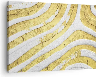 Produktbild von Bild auf Leinwand - Leinwandbild - Einteilig - Abstraktion Gold Weiß - 70x50cm - Wand Bild - Wanddeko - Wandbilder - Leinwanddruck - Bilder - Wanddekoration - Leinwand bilder - Wandbild - AA70x50-4511