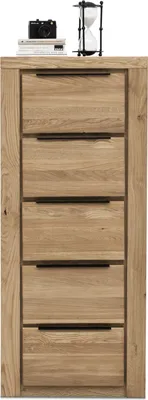 Produktbild von Kommode >Greta< in Eiche Nachbildung, Eiche teilmassiv - 60x141x40cm (BxHxT)