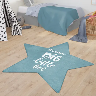 Produktbild von TT Home Teppich Kinderzimmer Kinderteppich Babymatte Jungs Mädchen Sternen Form Dream Big Größe Ø 150t cm Quadrat