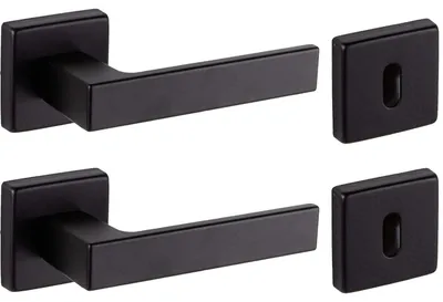 Image de Ensemble de poignées de porte - Forme carrée - Noir